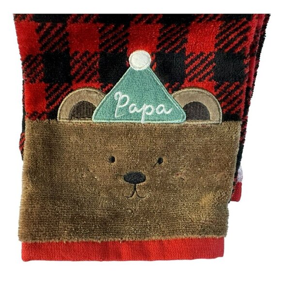 Red Black Plaid Mama & Papa Bear Bath Hand Towel Set (2) 100% Cotton Velour NEW - Picture 4 of 5
